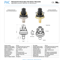 PHC Adjustable pressure switches for low pressure