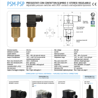 PSM-PSP Adjustable pressure switches with SPDT contacts and adjustable hysteresis